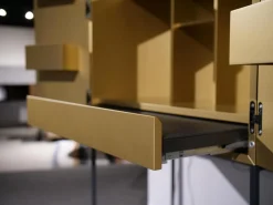 Barschrank Contur 3900 Lack 423 Gold Gebürstet Gestell Metall Anthrazit Schwarz