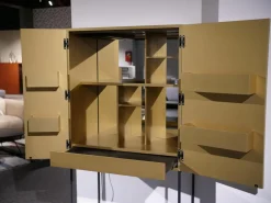 Barschrank Contur 3900 Lack 423 Gold Gebürstet Gestell Metall Anthrazit Schwarz