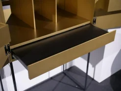 Barschrank Contur 3900 Lack 423 Gold Gebürstet Gestell Metall Anthrazit Schwarz