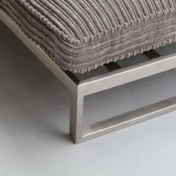 Becker Outdoor Lounge Gruppe Und Bank Bezug Cord Grau Gestell Edelstahl Handgebürstet