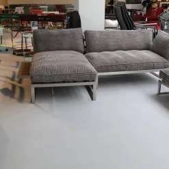 Becker Outdoor Lounge Gruppe Und Bank Bezug Cord Grau Gestell Edelstahl Handgebürstet