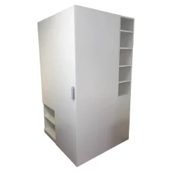 Begehbarer Eck-Kleiderschrank Modell ROOM X Reinweiß Kunststoff Melaminharzoberfläche Inklusive Beleuchtung