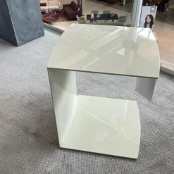 Beistelltisch 8300-517 Platte Weiß Hochglanz Lackiert Gestell Weiß