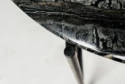 Beistelltisch Adrian 70R Platte Marmor Kenya MR2 Gestell Schwarz Matt Lackiert