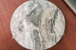 Beistelltisch Atene Groß Platte Marmor Arabescato Matt Finish Metall Dunkelgrau Gebürstet