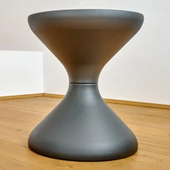 Beistelltisch Bells Teakplatte Gestell Aluminium Meteor Schwarz Pulverbeschichtet Mit Ice Bucket