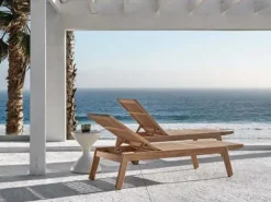 Beistelltisch Bells Teakplatte Gestell Aluminium Weiß Pulverbeschichtet Ohne Ice Bucket