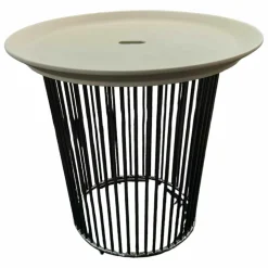 Beistelltisch Berry Platte Keramik Hafer Grau Gestell Schwarzchrom