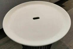 Beistelltisch Berry Platte Keramik Hafer Grau Gestell Schwarzchrom