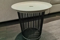 Beistelltisch Berry Platte Keramik Hafer Grau Gestell Schwarzchrom