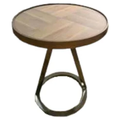 Beistelltisch Bipede MDF Nussbaum Furniert Gestell Metall Schwarz Verchromt