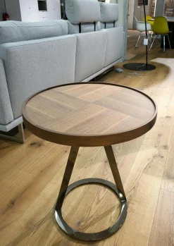 Beistelltisch Bipede MDF Nussbaum Furniert Gestell Metall Schwarz Verchromt