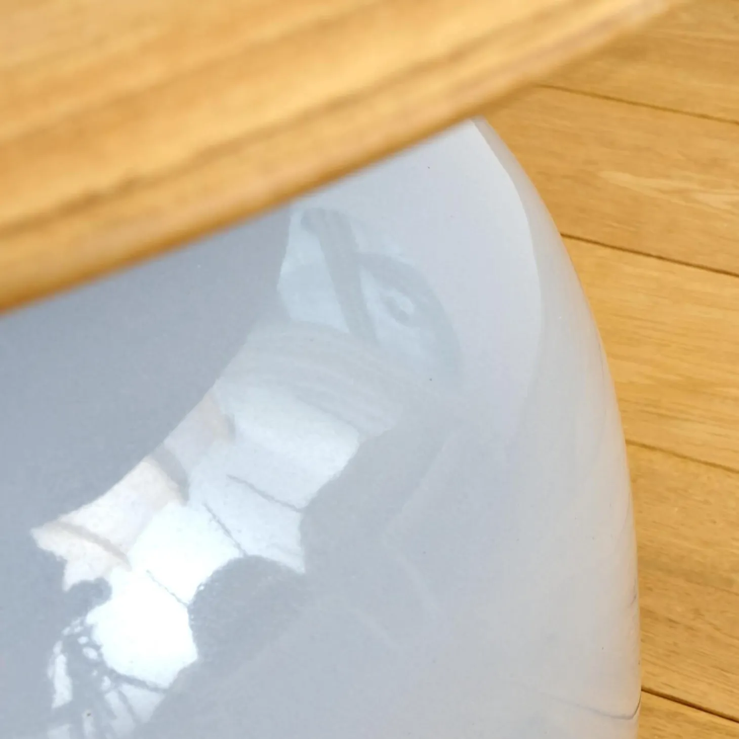 Beistelltisch Blow Low Platte Teak Gestell Keramik Glasiert Smoke Grau