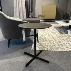 Beistelltisch Bob Platte Leder SC 80-Bruno Havana Caffe Schwarz Gestell Stahl Nickelbrüniert Schwarz