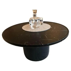 Beistelltisch Button, 2-er Set, Platte Marmor Marquinia 0955M, Gestell lackiert anthrazit