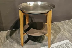 Beistelltisch Cabare Material Nussbaum Canaletto Tablett Metall Satiniert