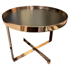 Beistelltisch Cross Platte Schutzlackiert Anthrazit Schwarzstahl Matt Gestell Metall Rose