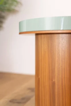 Beistelltisch Dress Up Platte Lack Salvia Blau Gestell Nussbaum