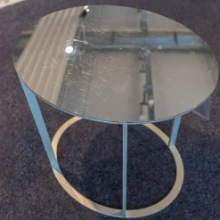 Beistelltisch Elios SMT05S Metallplatte Stahl Glänzend Gestell Nickelfarben Lackiert