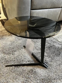 Beistelltisch Fabia Platte Rauchglas Schwarz Gestell Stahl Schwarz Lackiert