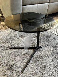 Beistelltisch Fabia Platte Rauchglas Schwarz Gestell Stahl Schwarz Lackiert