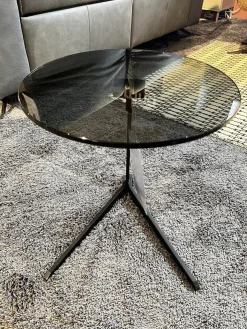 Beistelltisch Fabia Platte Rauchglas Schwarz Gestell Stahl Schwarz Lackiert