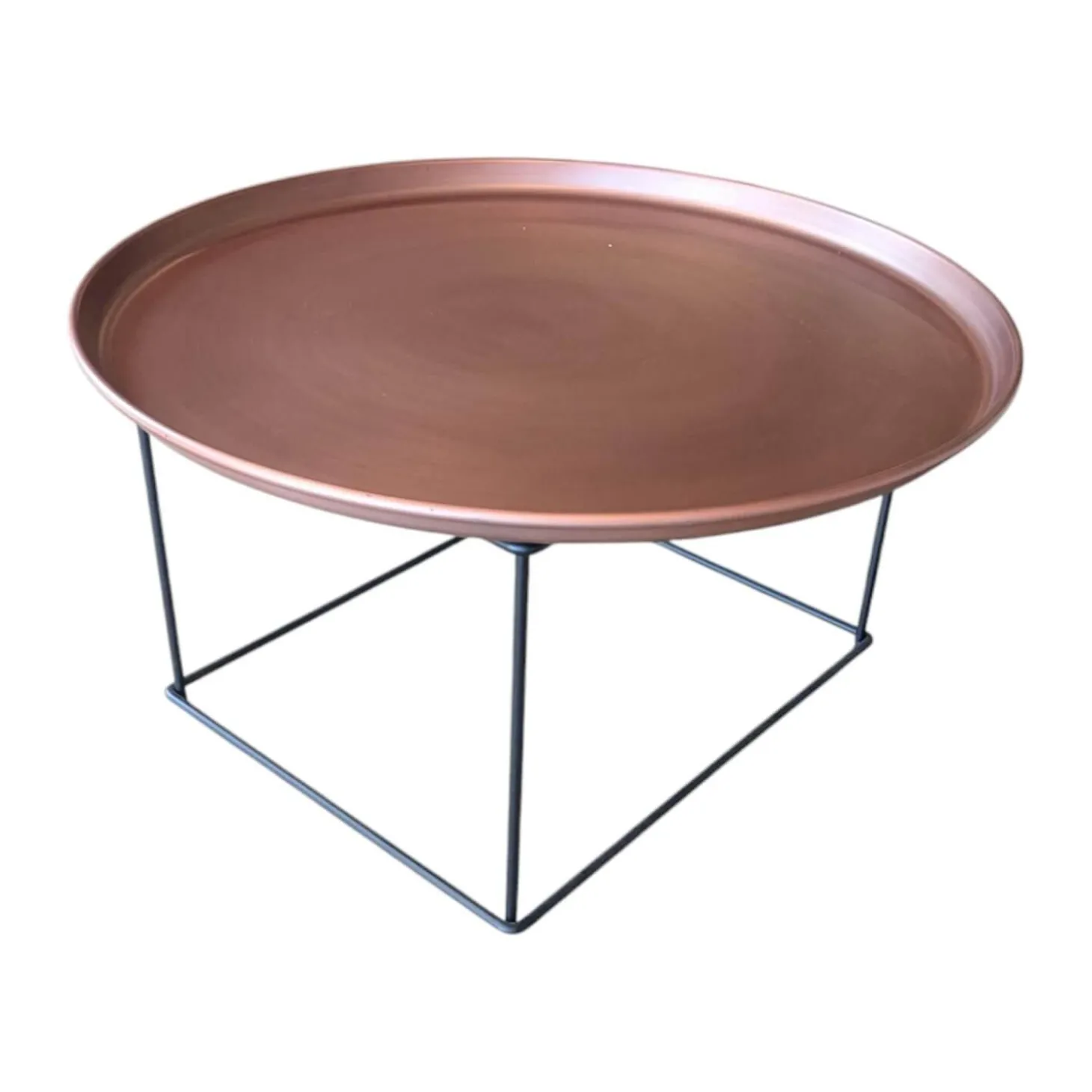 Beistelltisch Fat-Fat Platte Metall Brüniert 171r Bronze Gestell Stahl Schwarz Lackiert