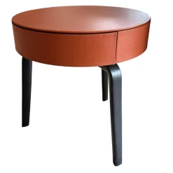 Beistelltisch Fiorile Platte Leder SC 75 Cognac Braun Gestell Esche Wengefarbig 32 Schwarz Gebeizt Und Lackiert Mit Schublade Ahornholz 65