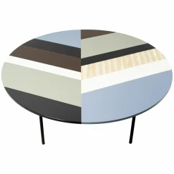 Beistelltisch Fishbone T40 Platte Sintetica Methacrylat Bunt Gestell Stahl Schwarz Matt Lackiert RAL 9005