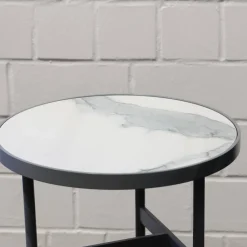 Beistelltisch Gio T40 3 Platte Angora Weiß Grau Gestell Schwarz