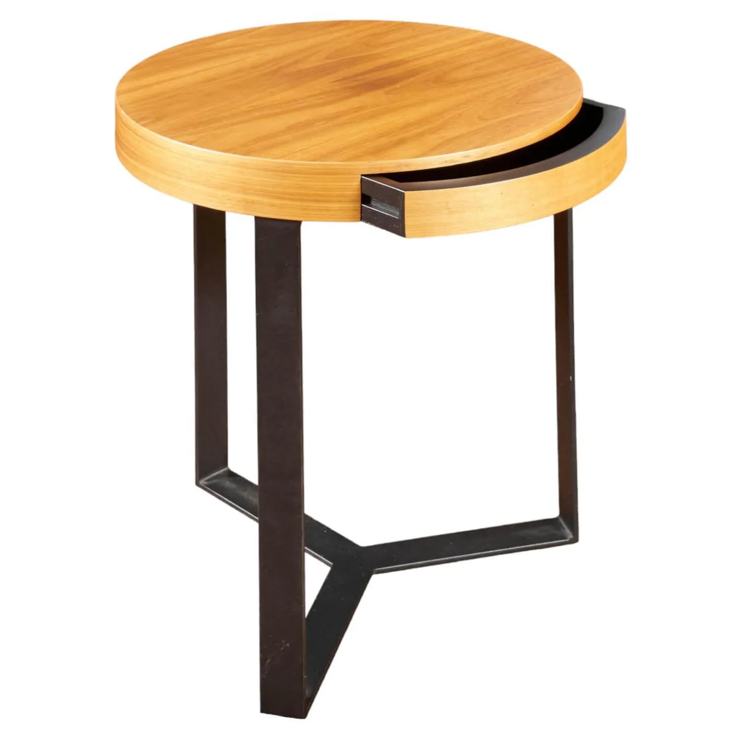 Beistelltisch Harry Walnuss Teilmassiv Furniert Gestell Eisen Schwarz Pulverbeschichtet