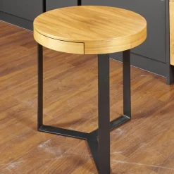 Beistelltisch Harry Walnuss Teilmassiv Furniert Gestell Eisen Schwarz Pulverbeschichtet