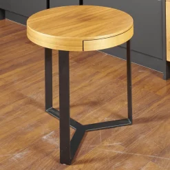 Beistelltisch Harry Walnuss Teilmassiv Furniert Gestell Eisen Schwarz Pulverbeschichtet