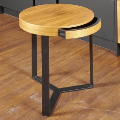 Beistelltisch Harry Walnuss Teilmassiv Furniert Gestell Eisen Schwarz Pulverbeschichtet