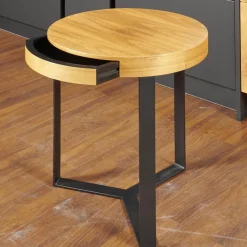 Beistelltisch Harry Walnuss Teilmassiv Furniert Gestell Eisen Schwarz Pulverbeschichtet