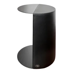 Beistelltisch Hoch 61 Bezug Leder 28 Living 11 Black Gestell Stahl Schwarz Beschichtet