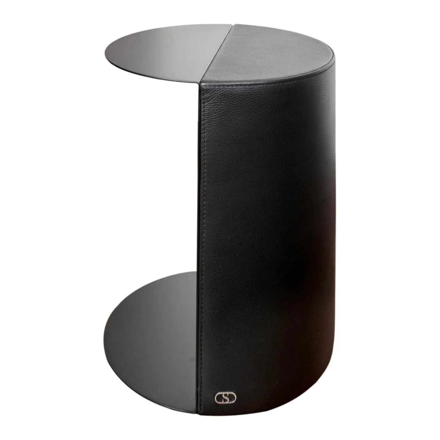 Beistelltisch Hoch 61 Bezug Leder 28 Living 11 Black Gestell Stahl Schwarz Beschichtet