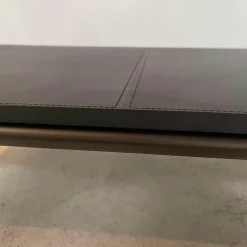 Beistelltisch Jaan Living 783 T1 Platte Leder Saddle Coffee Braun Gestell Bronze Schwarz Matt Pulverbeschichtet