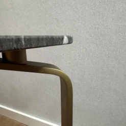 Beistelltisch Joy BW T 110 100 Platte Granit Grau Gestell Messingfarbig Matt