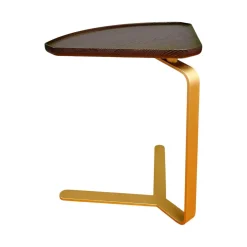 Beistelltisch Joy Platte Wengefarbig Gebeizt Gestell Messingfarbig