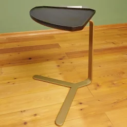 Beistelltisch Joy Platte Wengefarbig Gebeizt Gestell Messingfarbig