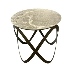 Beistelltisch K 900 Candy Keramikplatte Golden Rock Grau Gestell Stahl Bronze Gepulvert