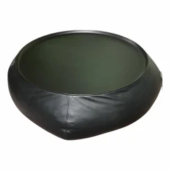 Beistelltisch Lady Fat Leder Beta Nero Schwarz Platte Stahl Schwarz Lackiert