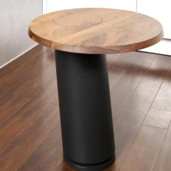 Beistelltisch Loup Groß Tischplatte Massiv Nuß-Splint Geölt Und Gewachst Gestell Metall Schwarz