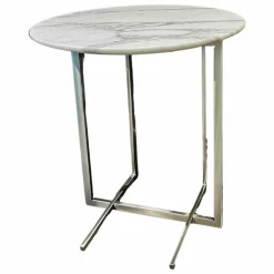 Beistelltisch Marmaduke Platte Marmor Calacatta Oro Matt Gestell Metall Satiniert