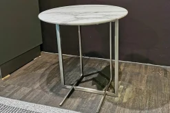 Beistelltisch Marmaduke Platte Marmor Calacatta Oro Matt Gestell Metall Satiniert