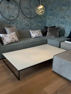 Beistelltisch Mell Platte MDF Reinweiß P23 Gestell Metall P120 Schwarz Pulverbeschichtet