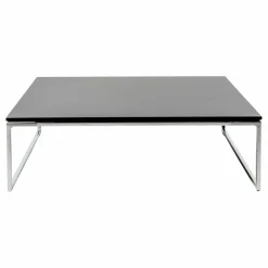 Beistelltisch Mell Platte MDF F05 Schwarz Feinstruktur Gestell Metall Verchromt