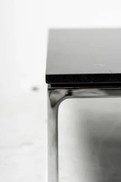 Beistelltisch Mell Platte MDF F05 Schwarz Feinstruktur Gestell Metall Verchromt