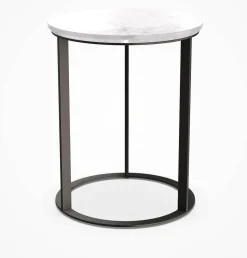 Beistelltisch Mera Durchmesser 39cm Marmor Weiß Gestell Schwarz Verchromt